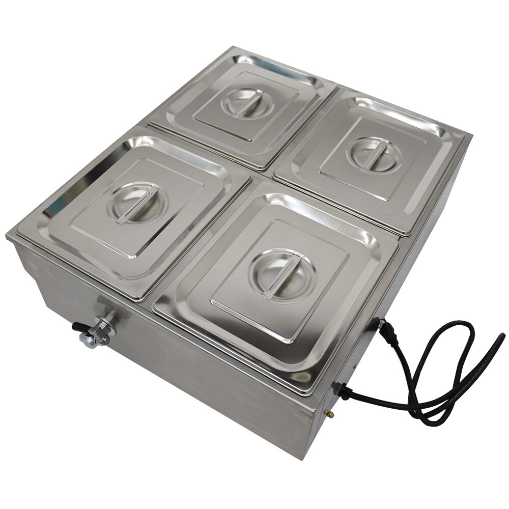Commercial Stainless steel Squarish 4-Pan 1/2 Size Buffet Food Warmer 110V 1.5KW