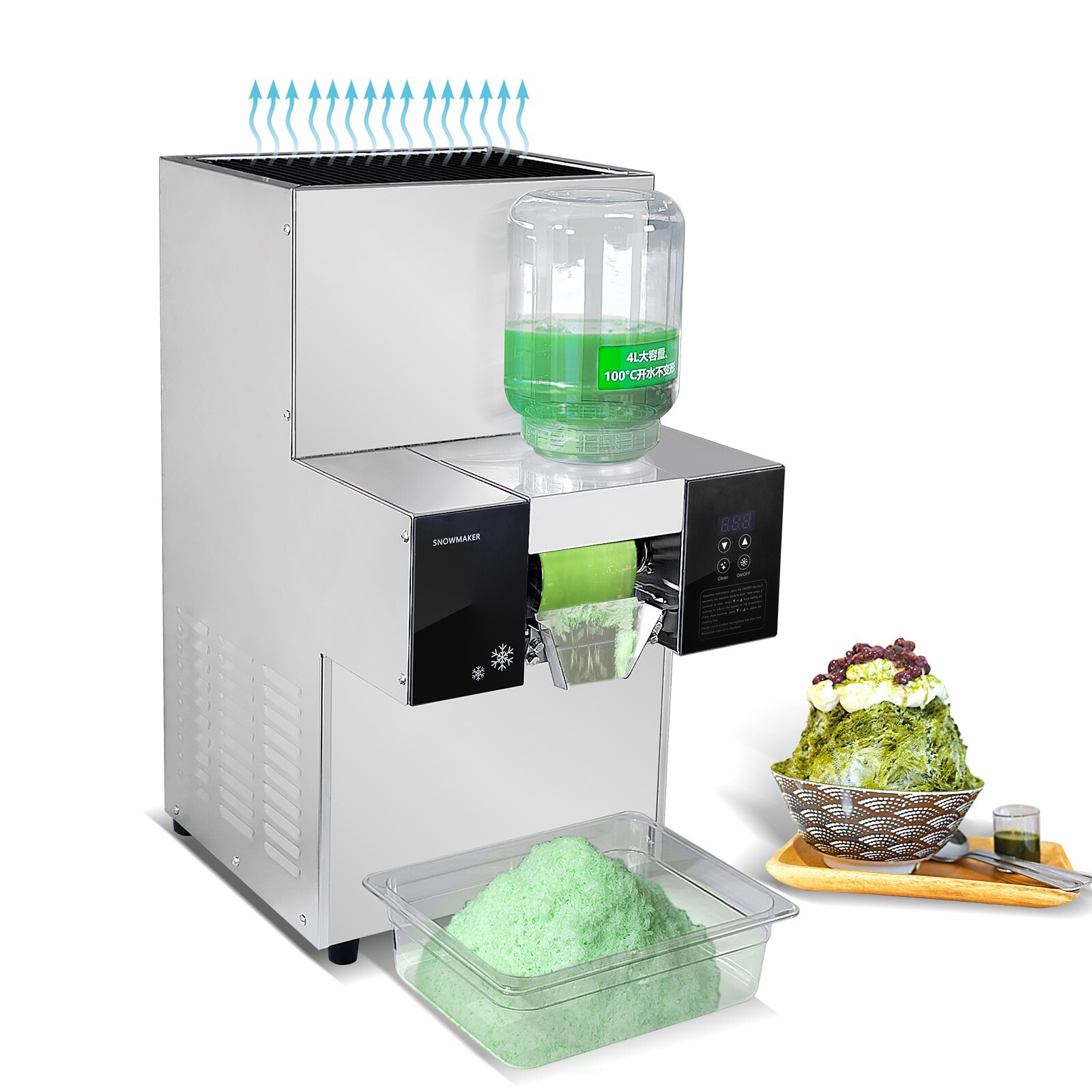 Kolice Commercial Automatic Snowflake Ice Shaver Machine-Air Cooling, 200kg/Day