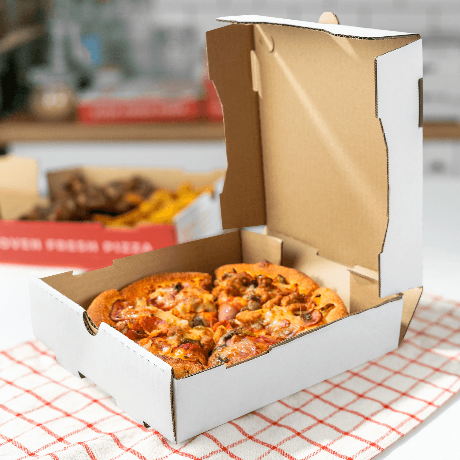 Karat Corrugated Pizza Box, 8»x8»x2», White – 50 pcs, FP-PBF08W