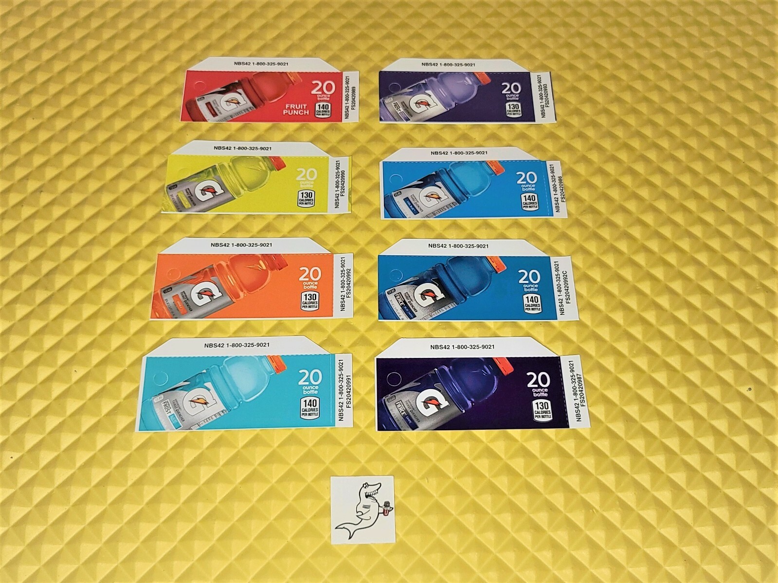 (8) GATORADE 20oz «BOTTLE» VENDING LABELS / Free Ship!