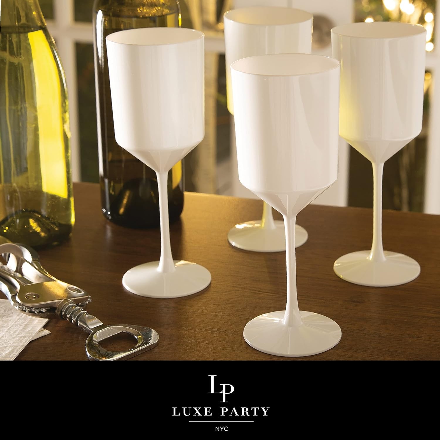 24 Pack Disposable Wine Glasses | 11oz. | Premium Plastic | One Piece |Goblets |