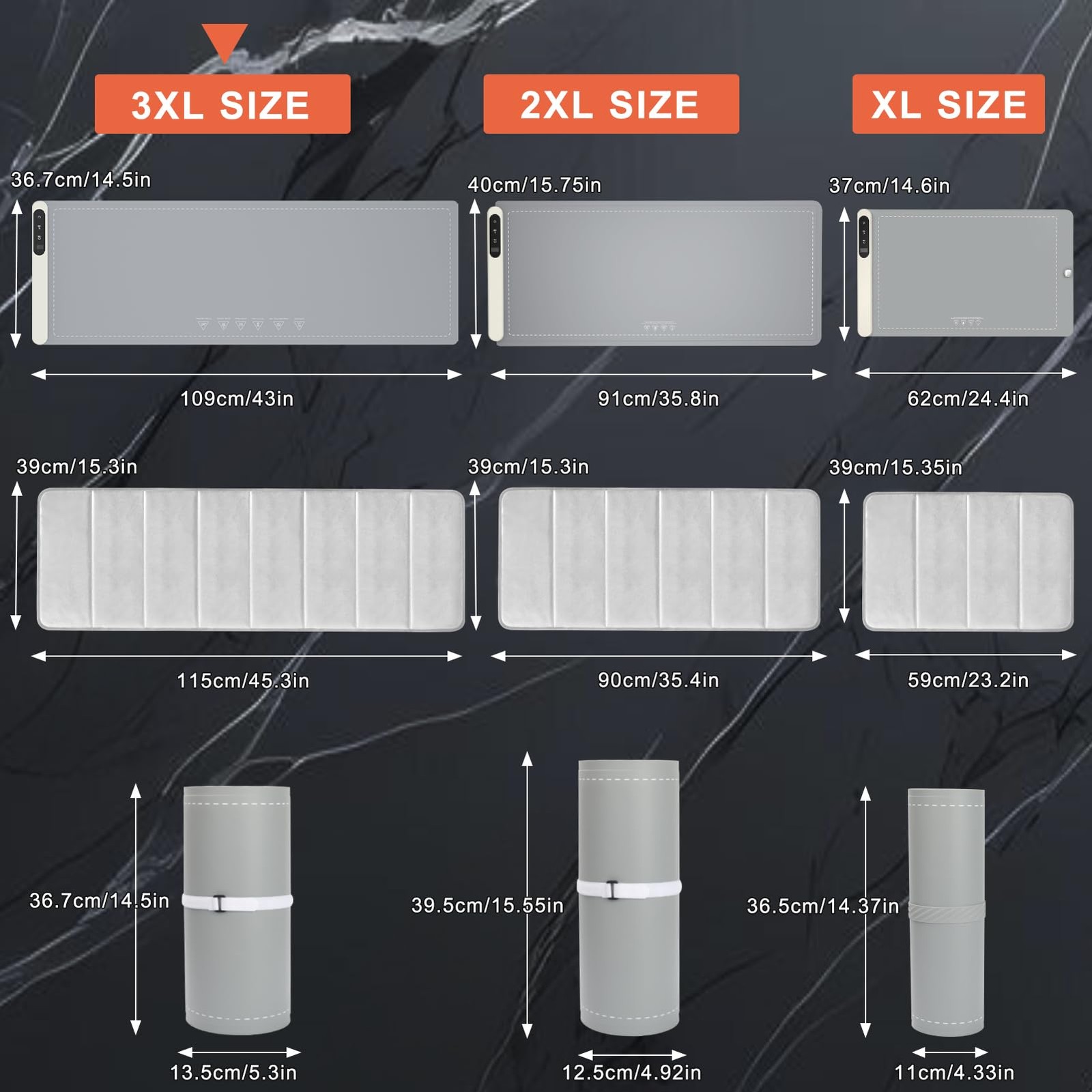 FYY Extra Long Warming 3X-Large Size: 43″x15″ with Heat-resistant Mat, Gray