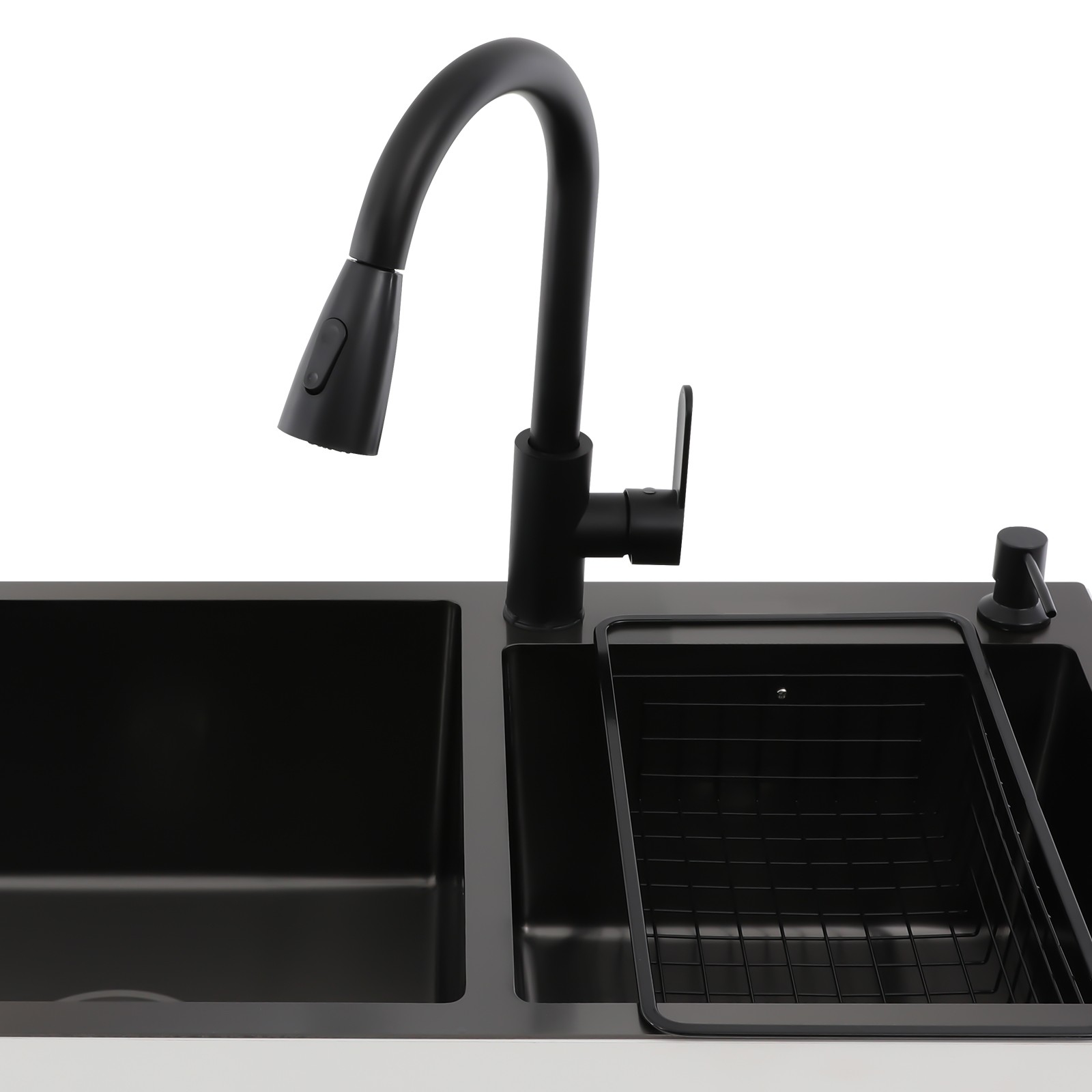 Sink with Pull-Out Faucet and Cabinet Freestanding Kitchen Sink with Cabinet