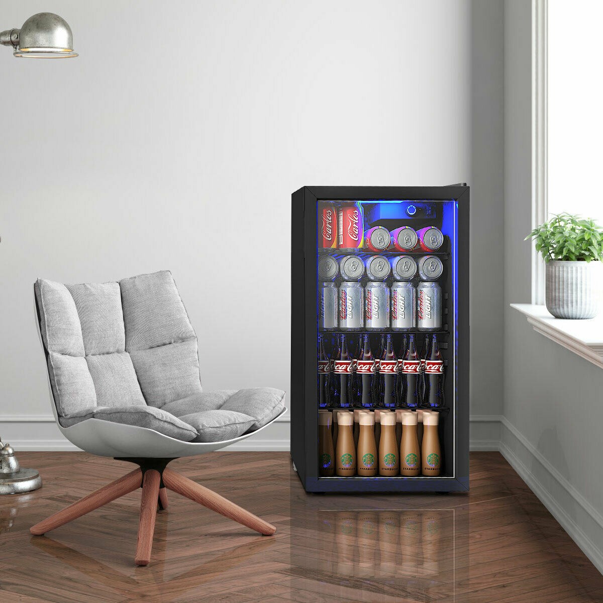 Costway 120 Can Beverage Refrigerator Beer Wine Soda Drink Cooler Mini Fridge