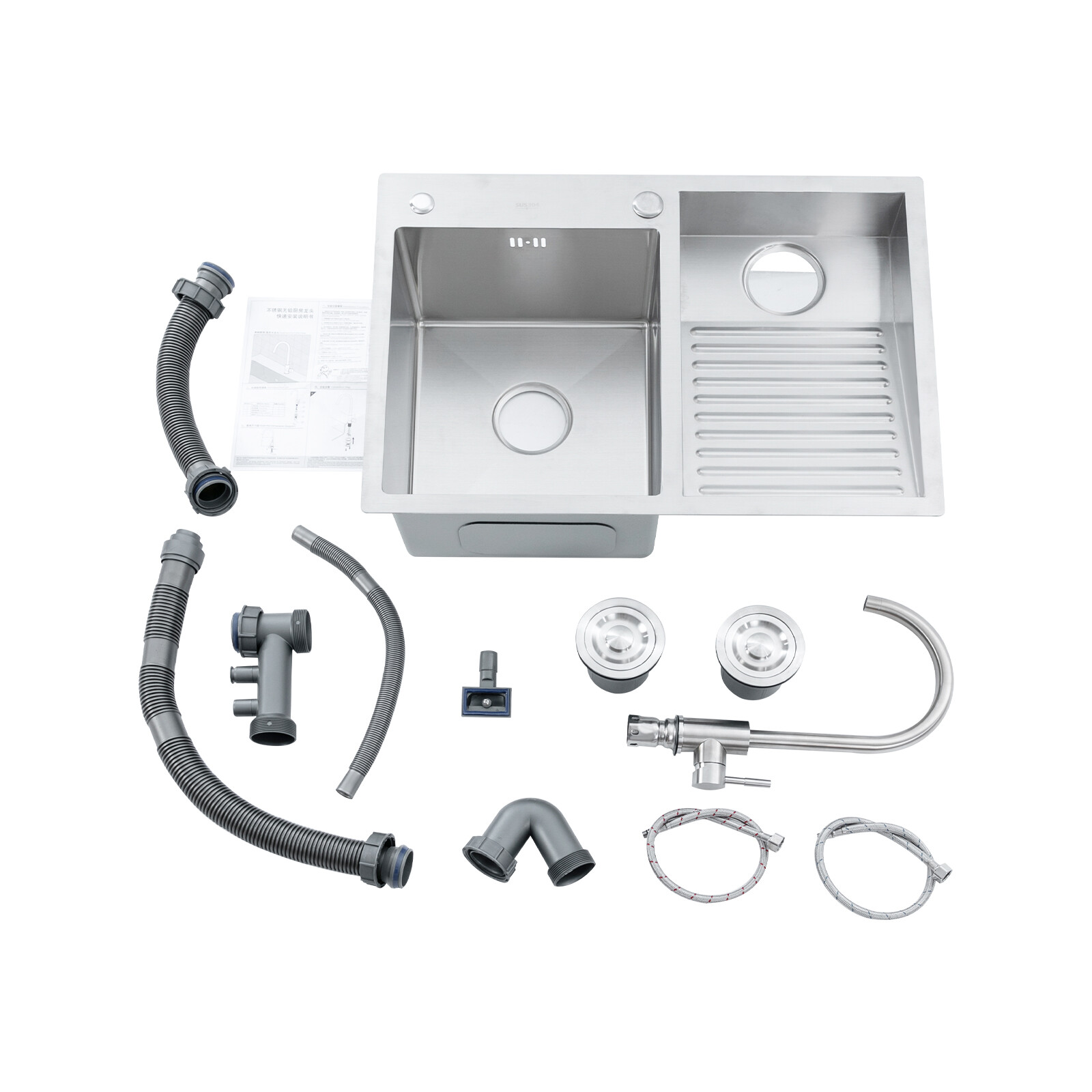 Stainless Steel Drop-in Laundry Sink Workstation Sink w/ Faucet 27.56*18.9*8.66″