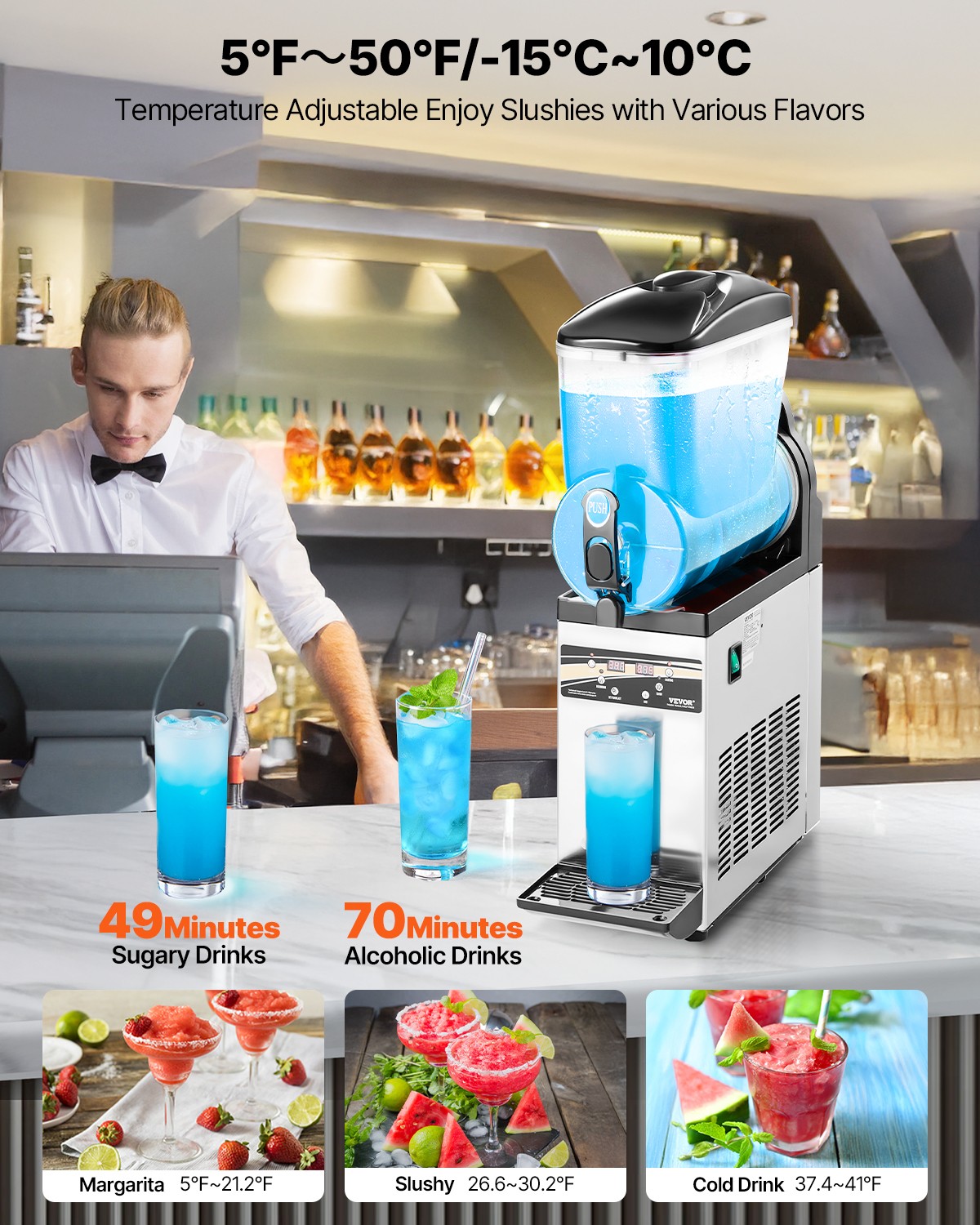 VEVOR Commercial Slush Machine 15L/30L/45L Margarita Smoothie Frozen Drink Maker