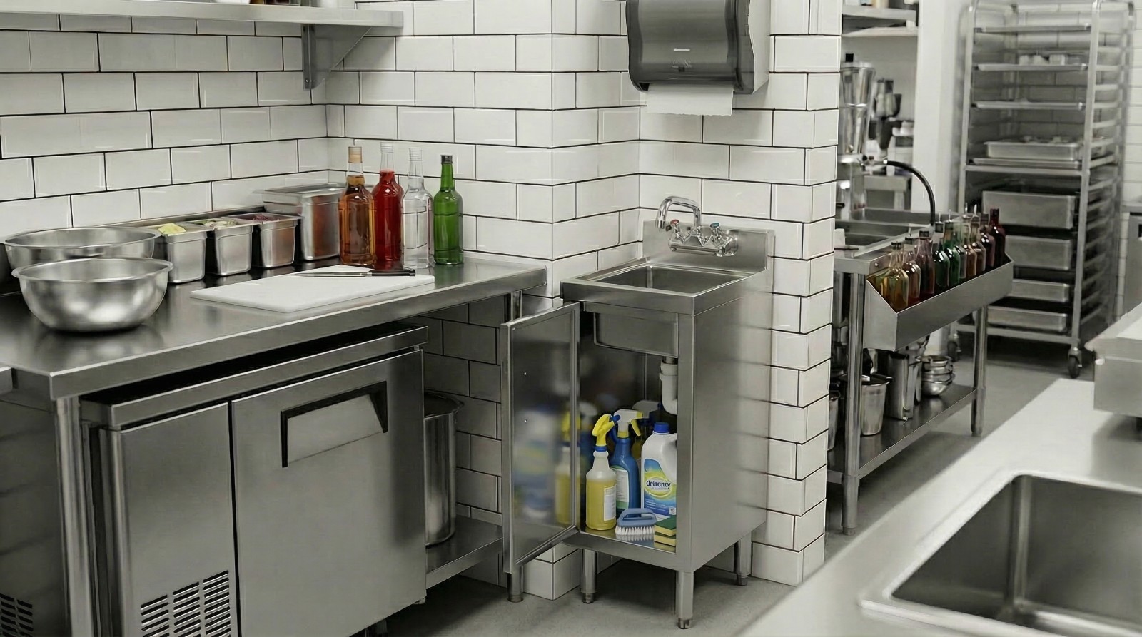 18.5 in. Underbar Hand Sink with Cabinet – 18 1/2 in. x 12 in. x 30 in.