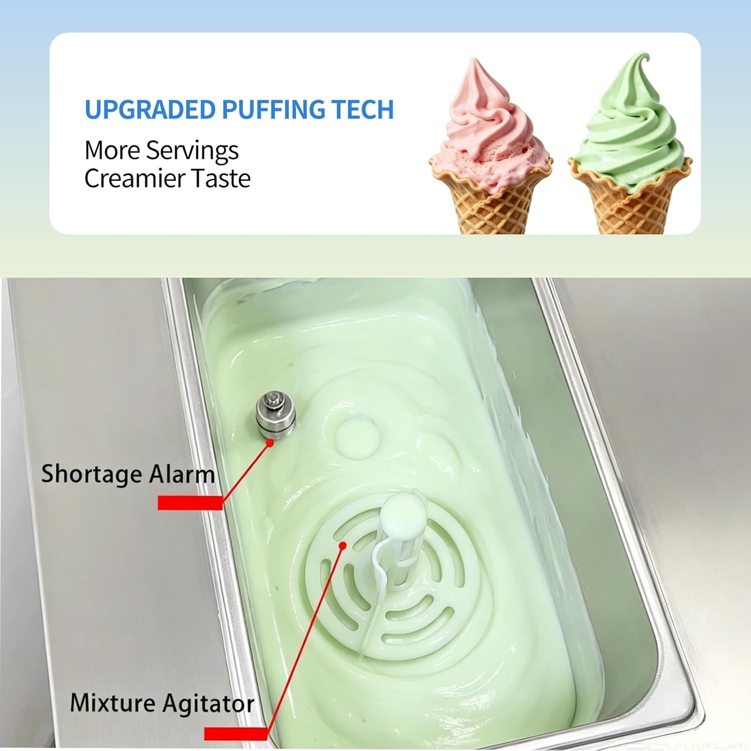 Kolice Commercial 3 flavors Soft Ice Cream Machine, 2+1 mixed flavors