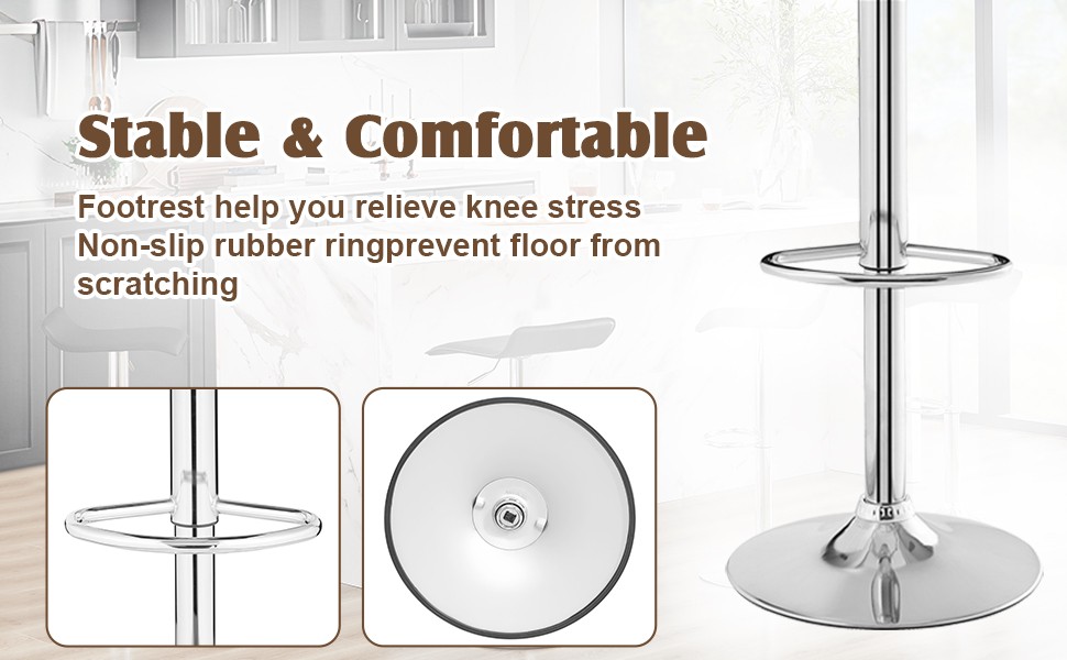 Bar Stools Set of 4, Armless Adjustable Swivel Barstools, Modern Backless