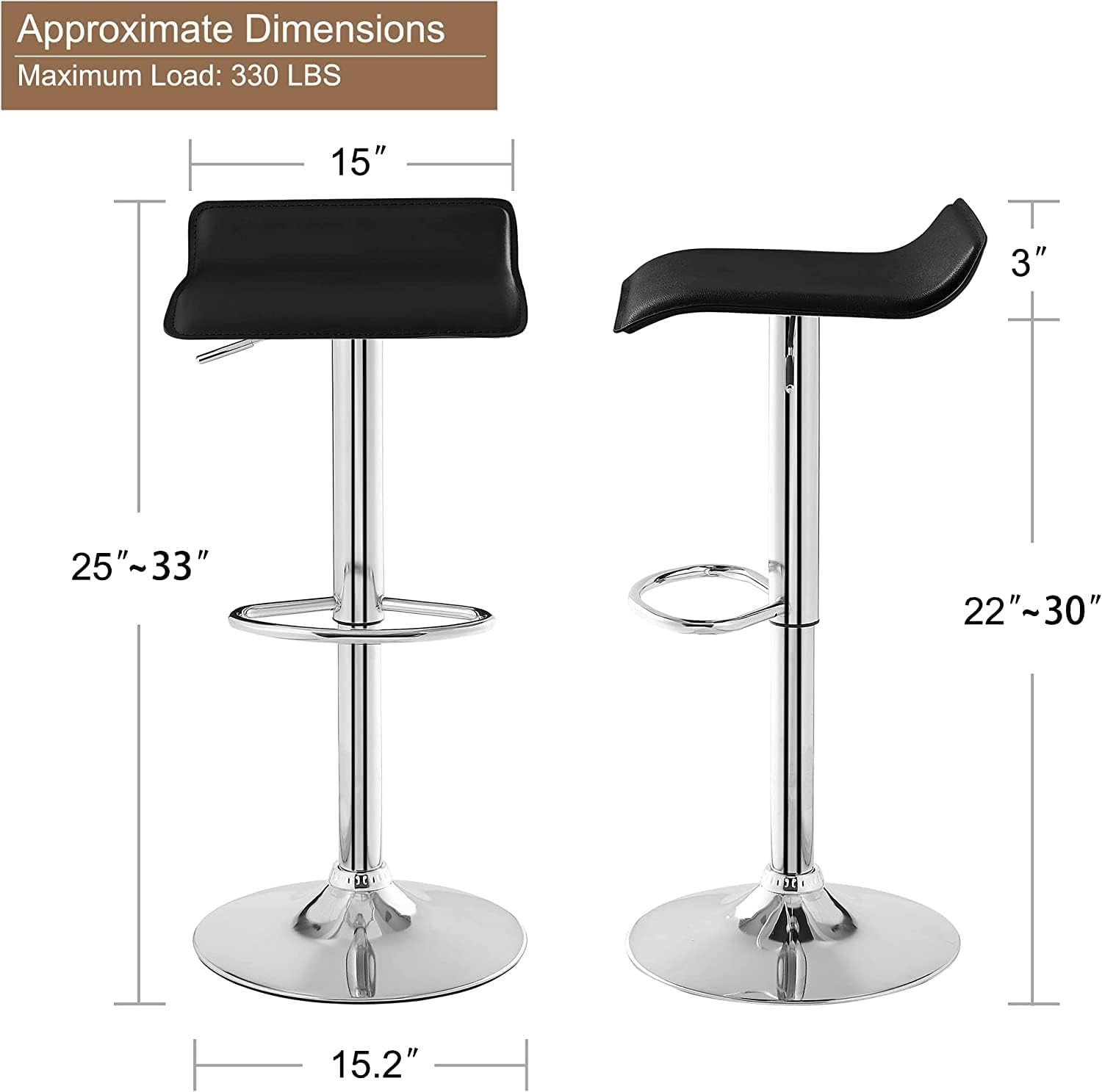 Bar Stools Set of 4, Armless Adjustable Swivel Barstools, Modern Backless