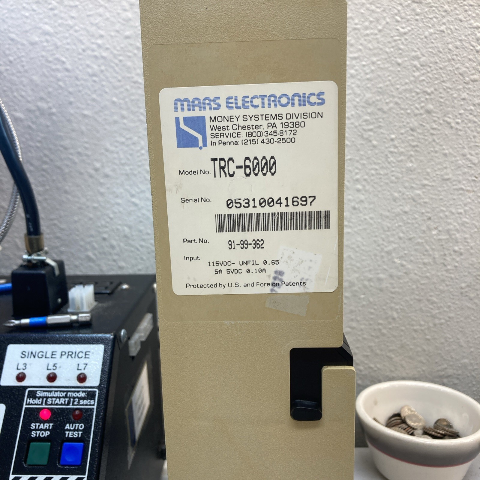 MEI MARS TRC-6000 115 VOLT COIN MECH REBUILT PROFESSIONALLY. 3 Tube Mech.
