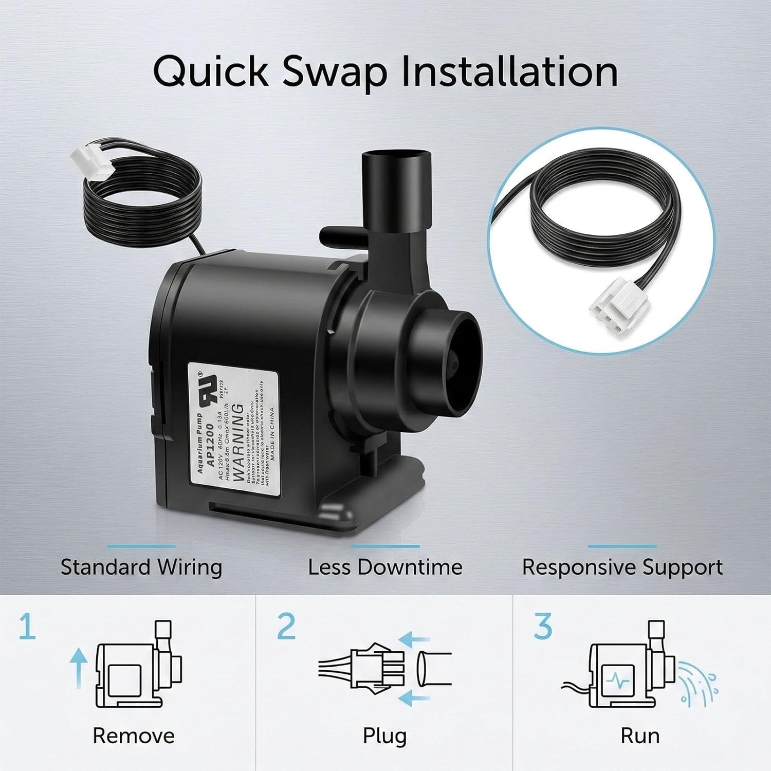 AP1200 AC120V Commercial Ice Maker Water Pump Compatible with HZB-30F, Black