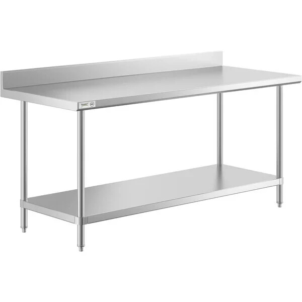 30″W x 72″L Stainless Steel Work Restaurant Table with Backsplash and Undershelf