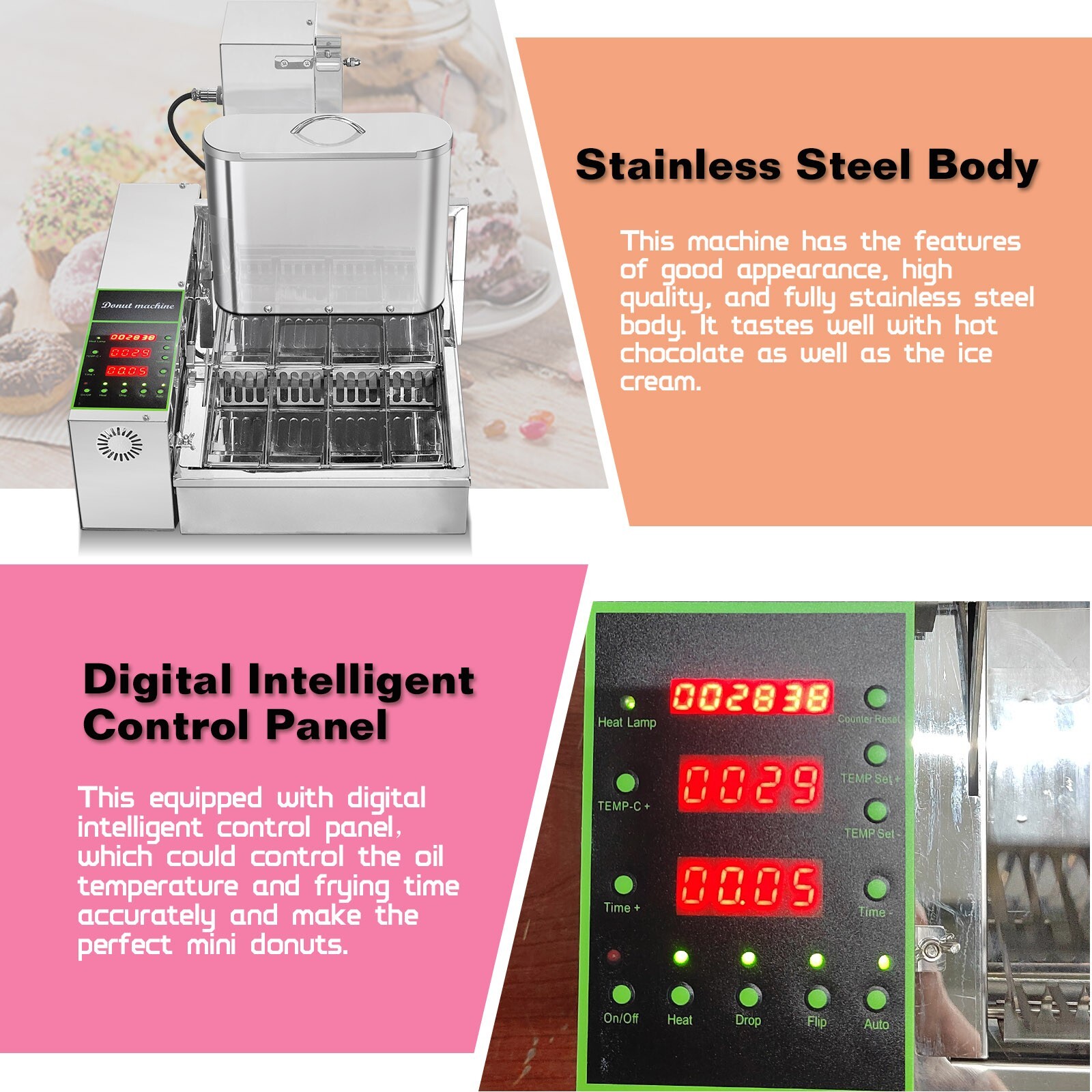 Kolice 90% New 4 Rows Production Donuts Frying machine, Mini Doughnut Maker