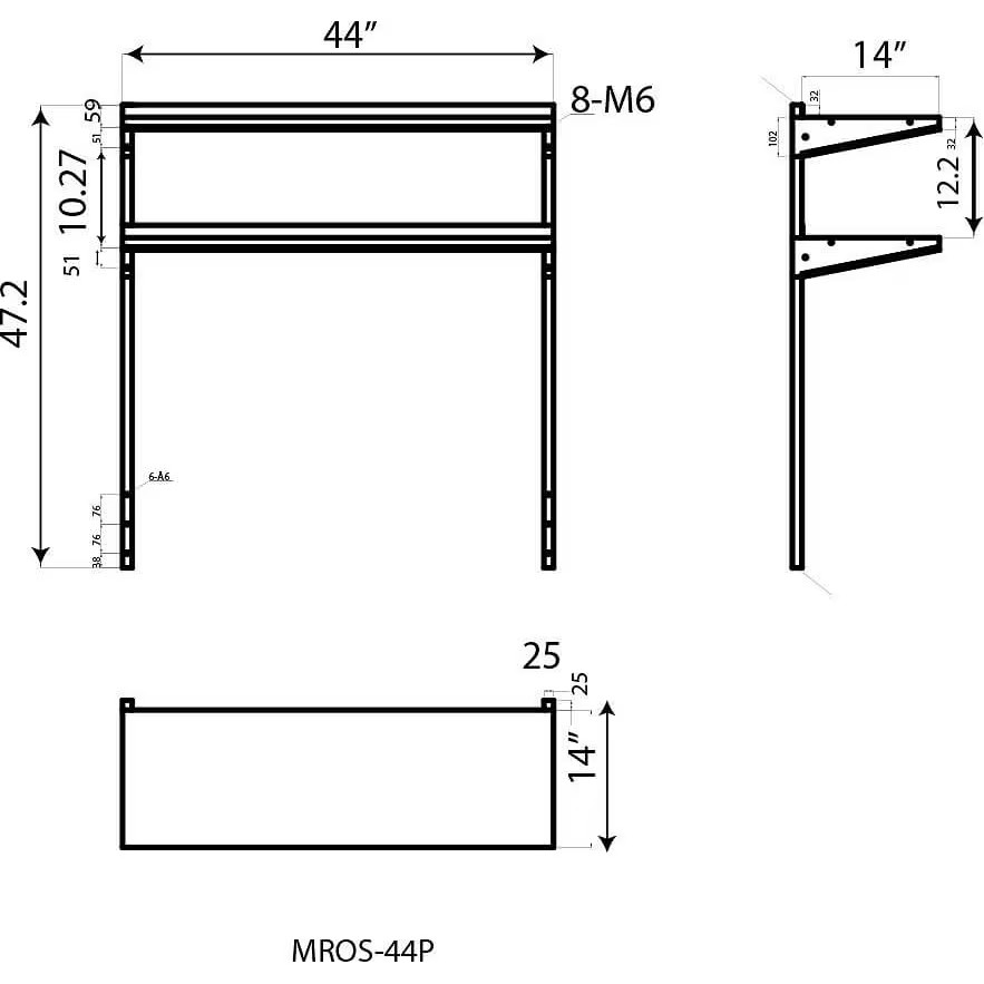 Atosa MROS-44P DOUBLE OVER SHELF 44″ WIDE FOR ATOSA MPF8201GR