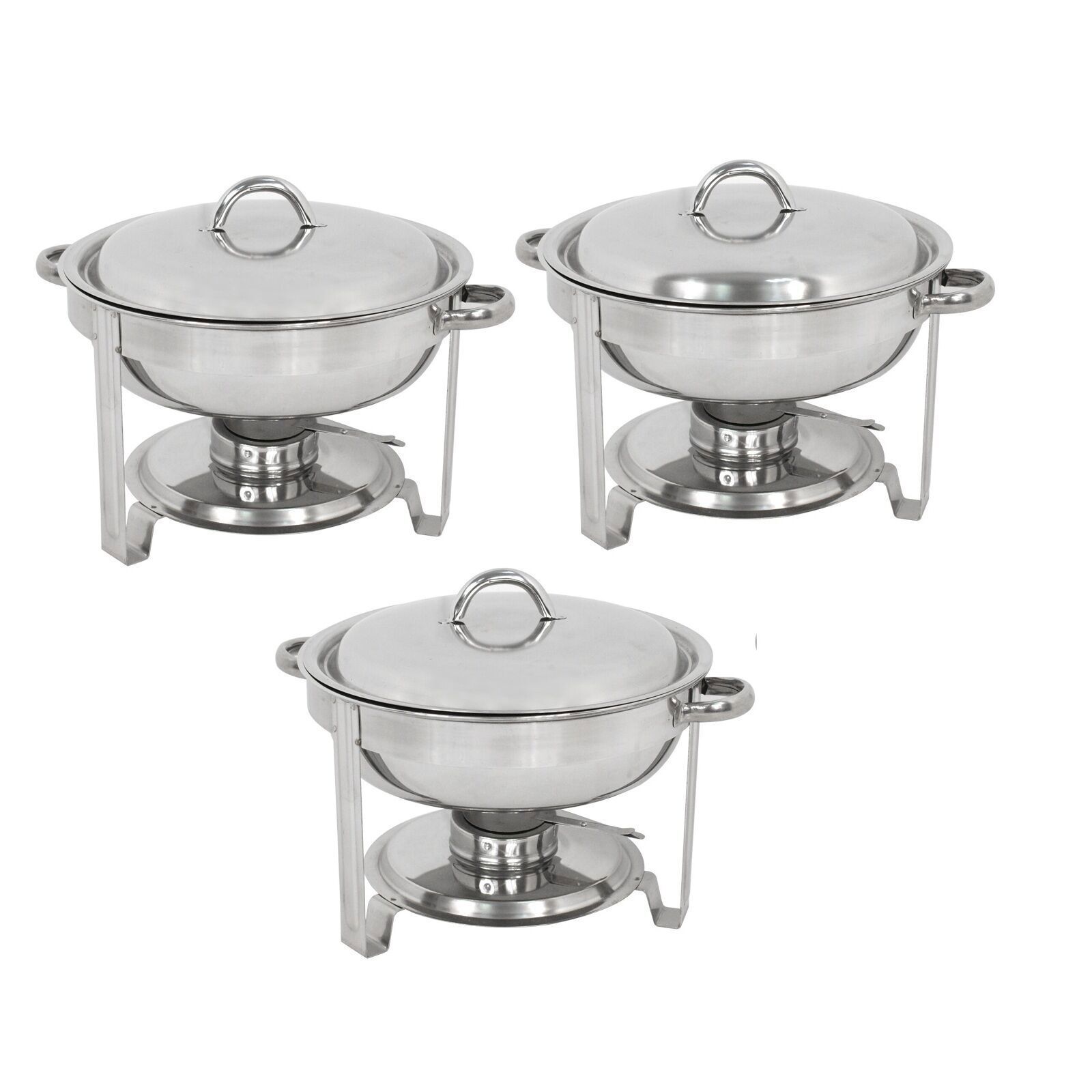 Round Chafing Dish Buffet Warmer Set With Lid, Silver Accented Chafer Pack of 3