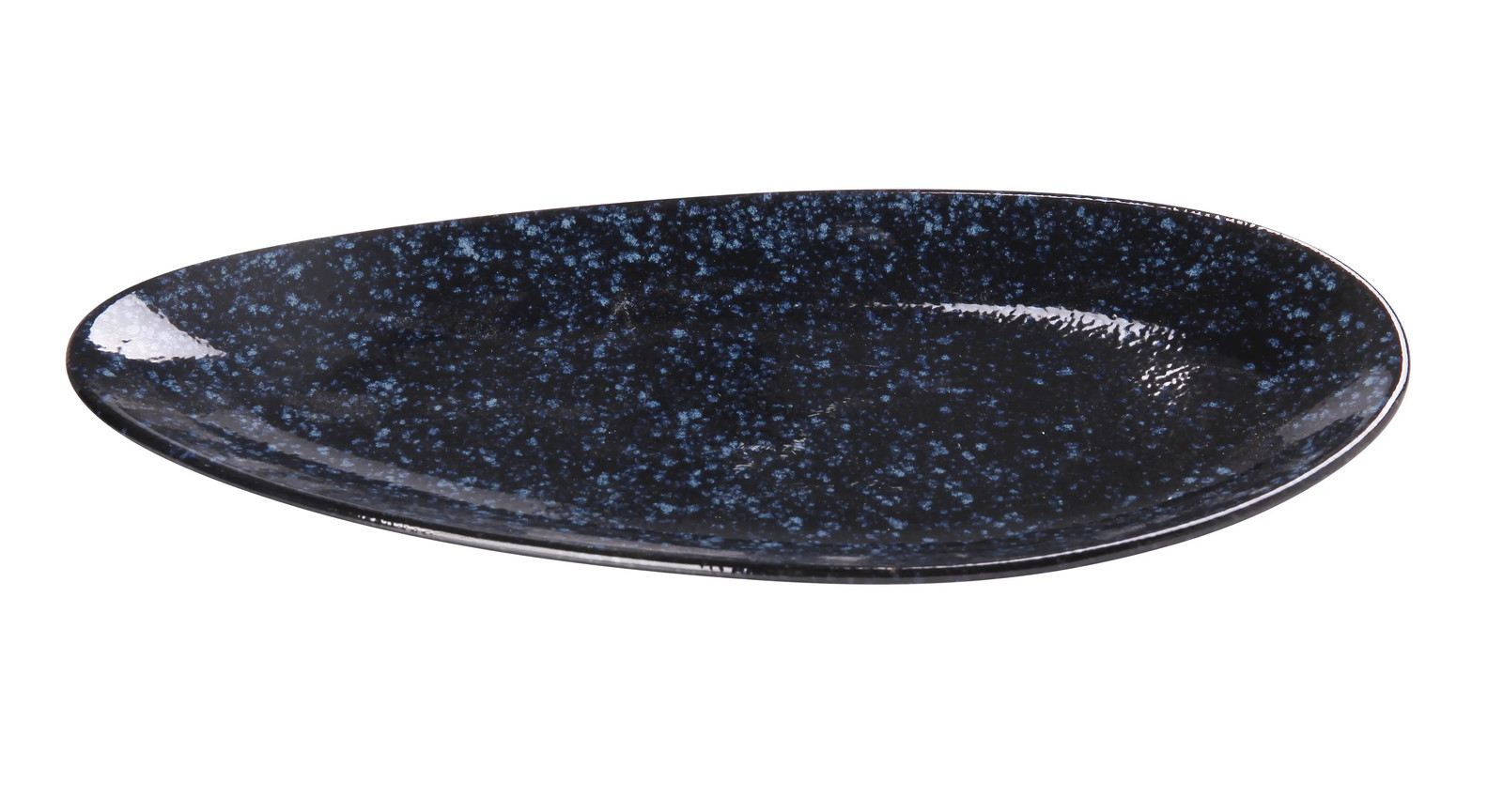 Yanco China BL-314 Blue Star Glazed Porcelain 14.25″x 8.5″Leaf Shape Plate- 2Dz