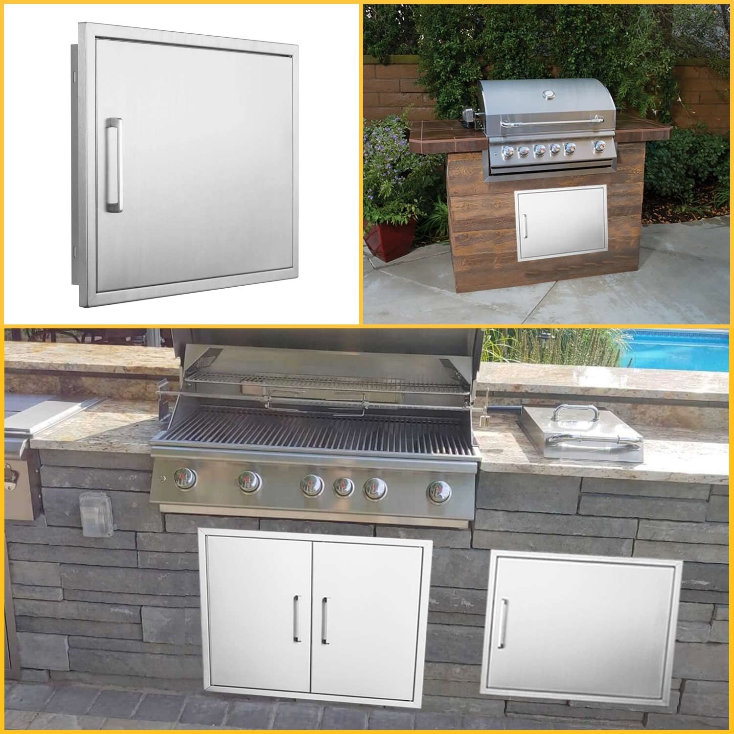 BBQ Access Door Stainless Steel,Overall-Size:20″ by 27W“20H“, Horizontal
