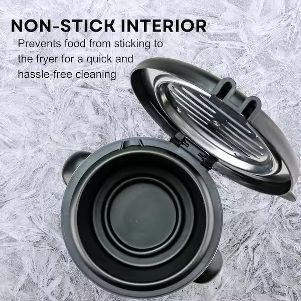 0.95 Qt Silver Mini Electric Deep Fryer with Removable Frying Basket