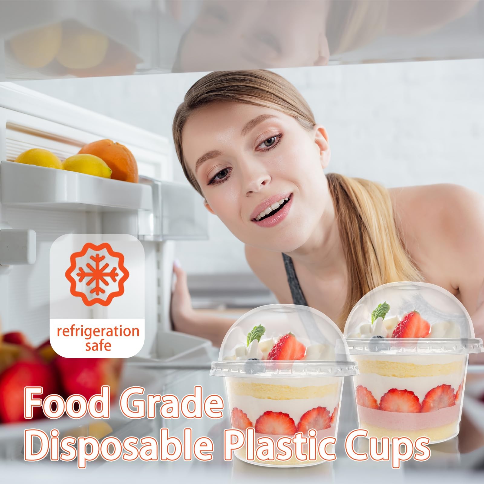 Jnnzzggu 50 Pcs 8 OZ Disposable Plastic Cups with Dome Lids, 50pcs 8oz, Clear