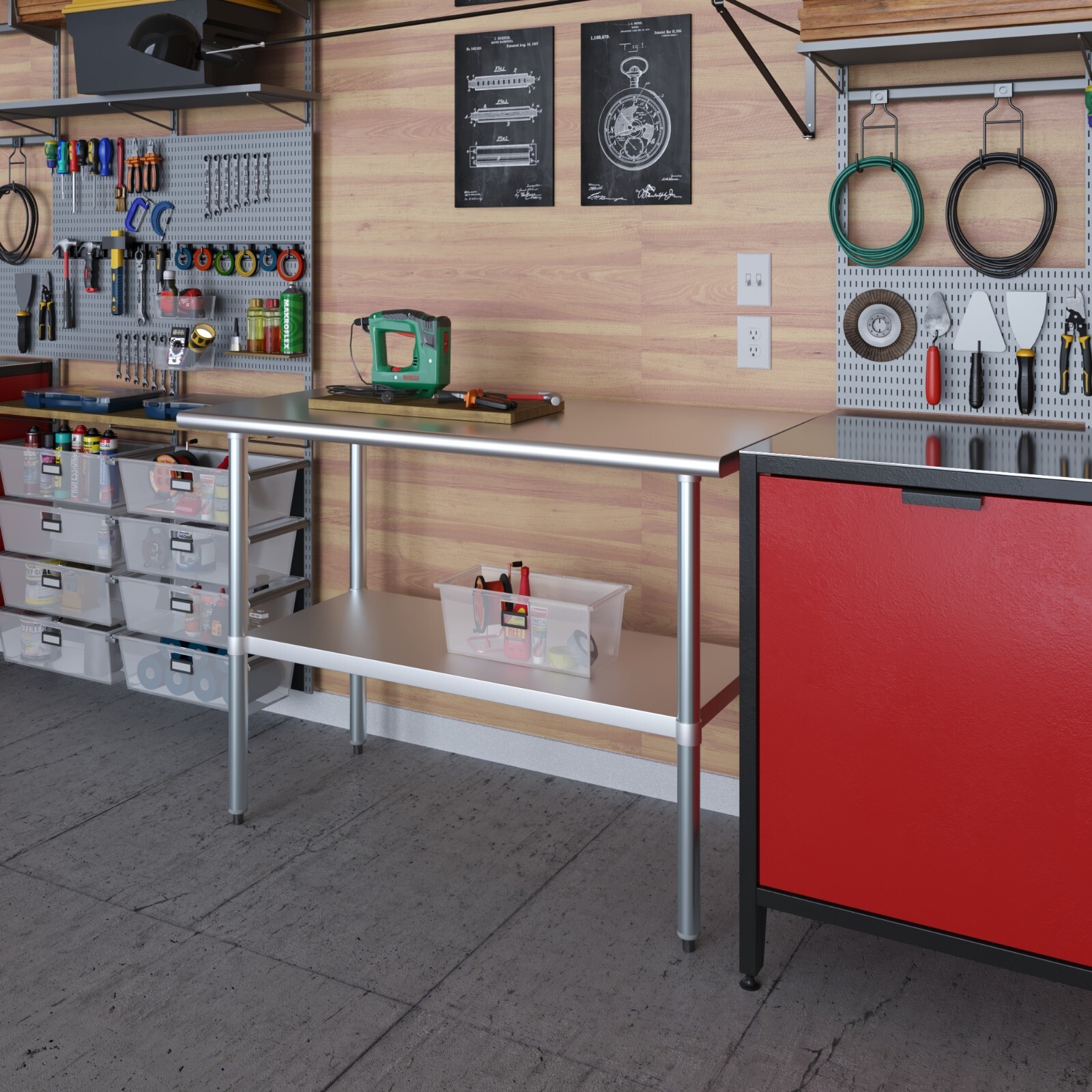 24″ X 48″ Stainless Steel Work Table With Galvanized Undershelf