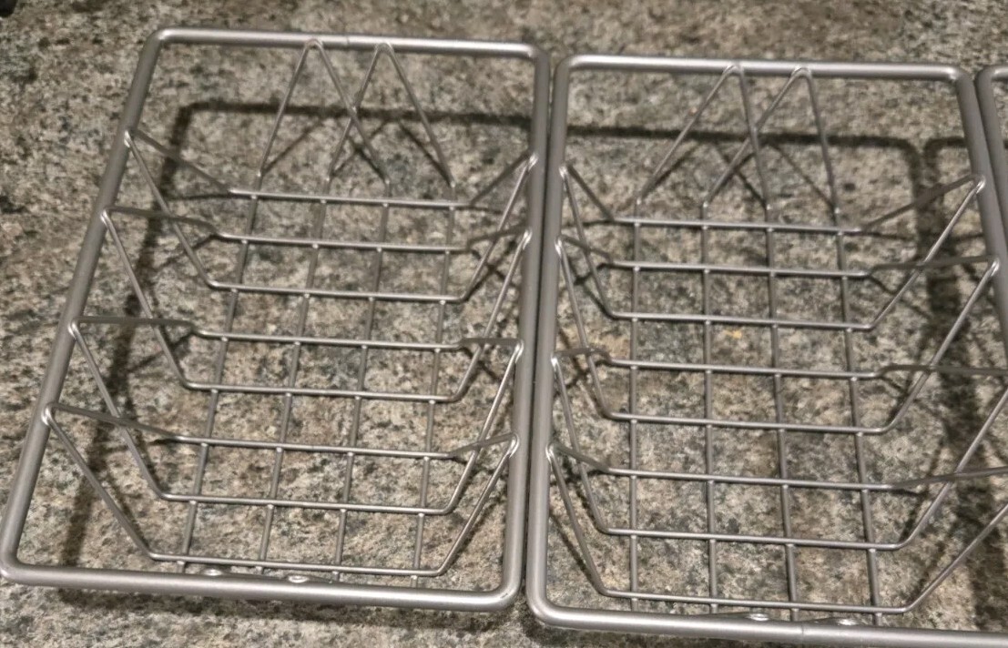 Set of 4 HUBERT Wire Display BAKERY BASKET Pastry Tray Rectangular Nickel VGC