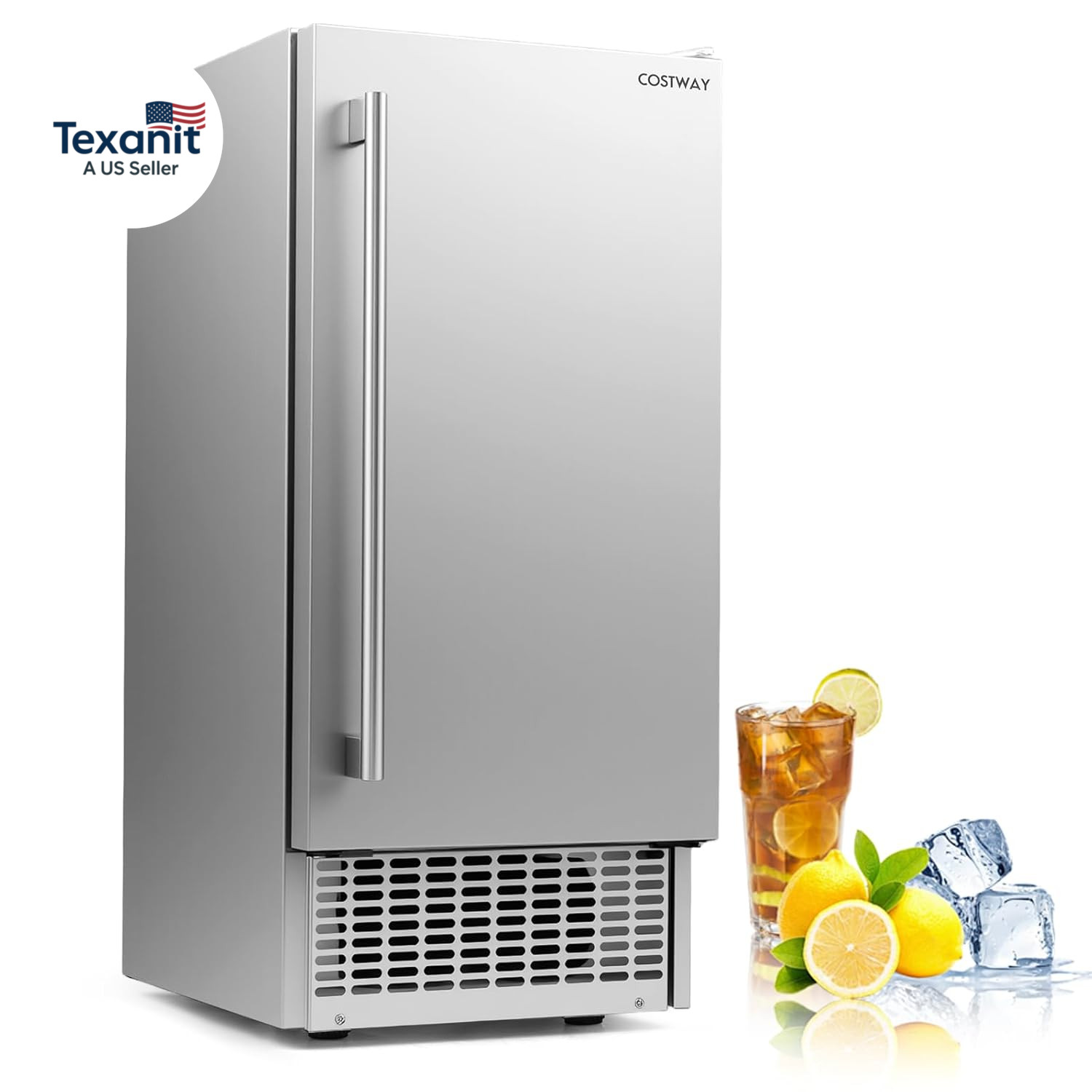 15″ under Counter Commercial Ice Maker, 90Lbs/24H, 25Lbs Storage Bin, Self-Clean