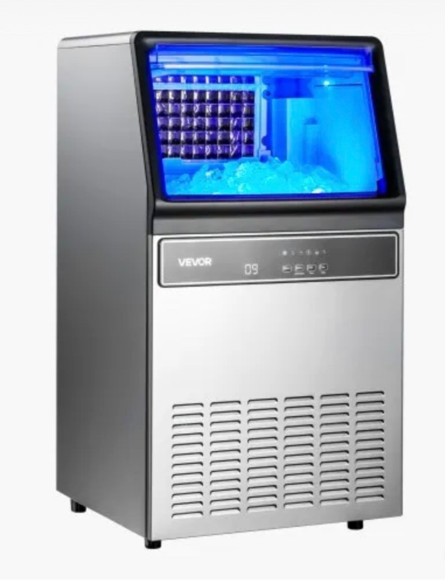 VEVOR Commercial Ice Maker Machine, 120Lbs/24H with 33Lbs Storage, 45 Cubes per