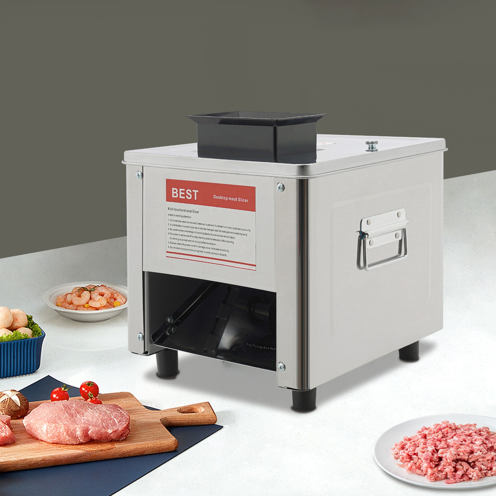 850W 110v Meat Cutter Slicer 150kg/h Output Meat Cutting Machine Stainless Steel
