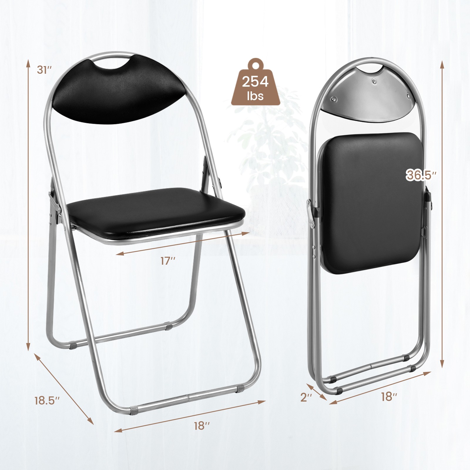 4 PCS Folding U Shape Chairs Furniture Home Outdoor Picnic Portable Black
