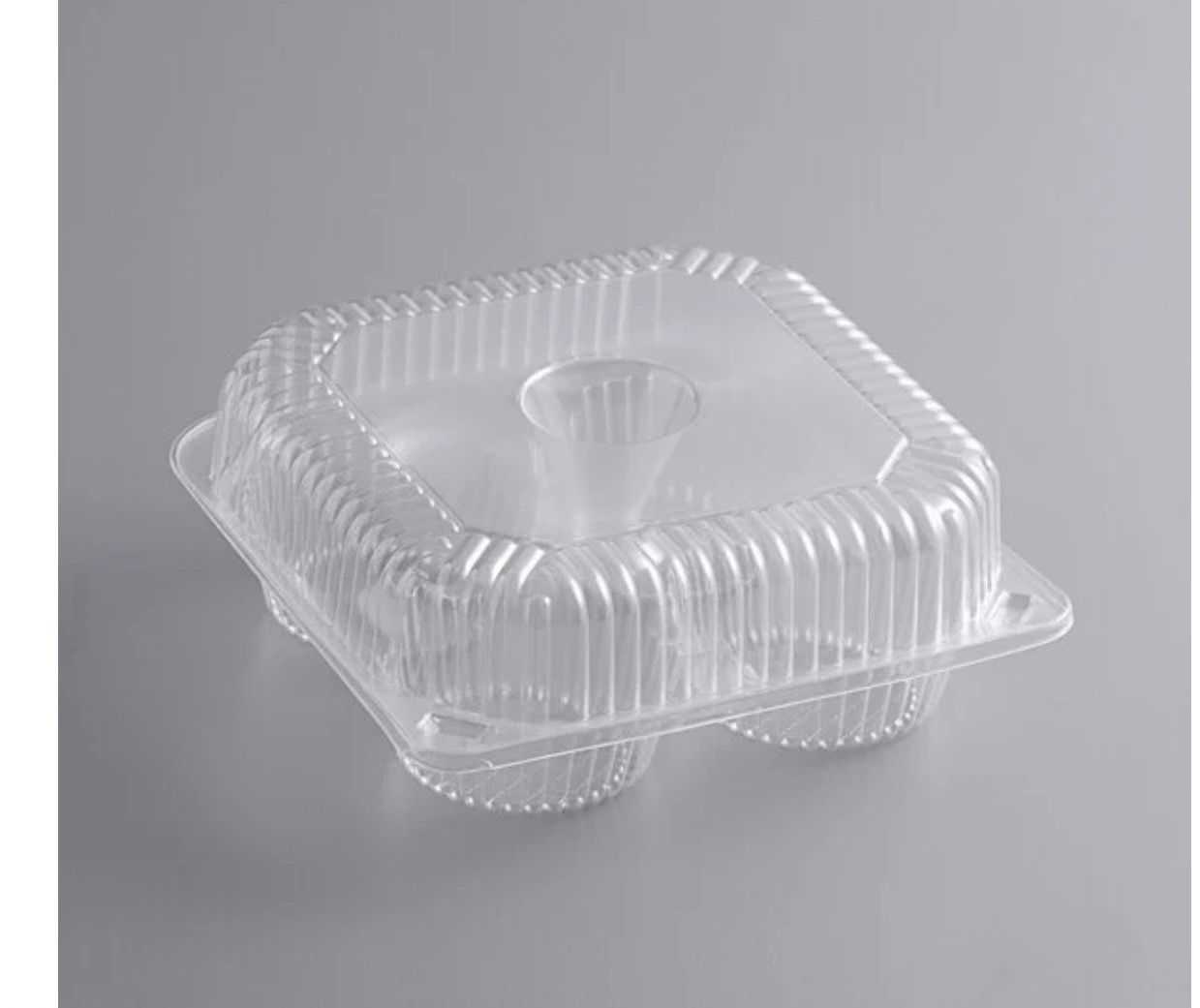 111 Jumbo Muffin Cupcake Clear Plastic Clamshell Containers 4 Compartments