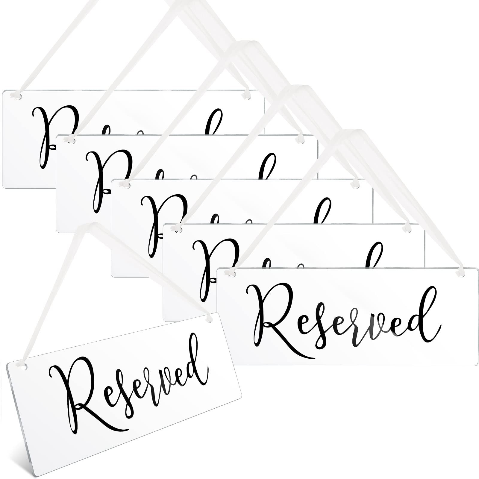 Blulu 6 Pcs Reserved Signs for Wedding Chairs Acrylic 11 x 4 inches, Black