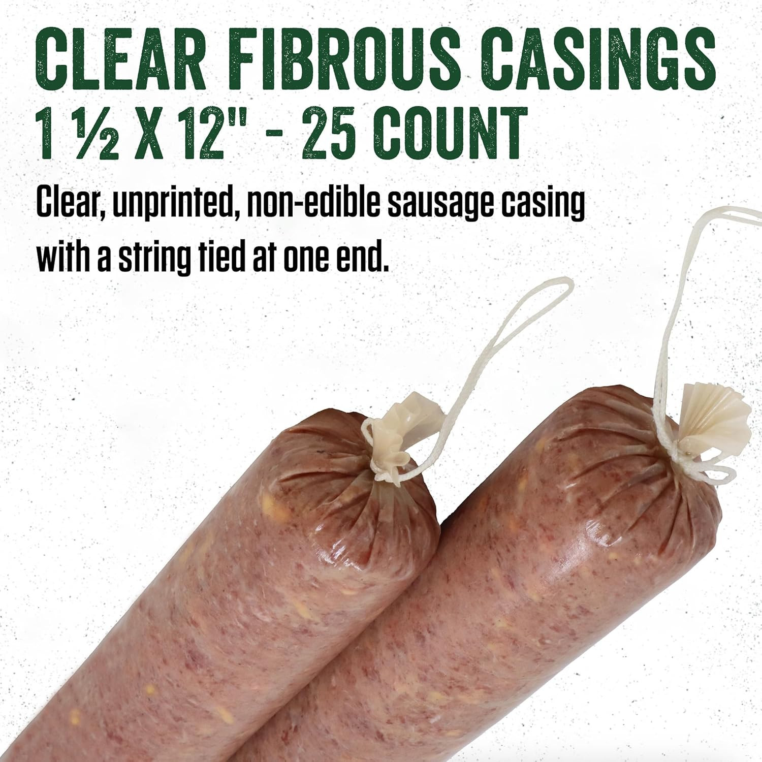 LEM Products Clear Fibrous Casings, 1 ½ Inches X 12 Inches, Non-Edible Sausage C