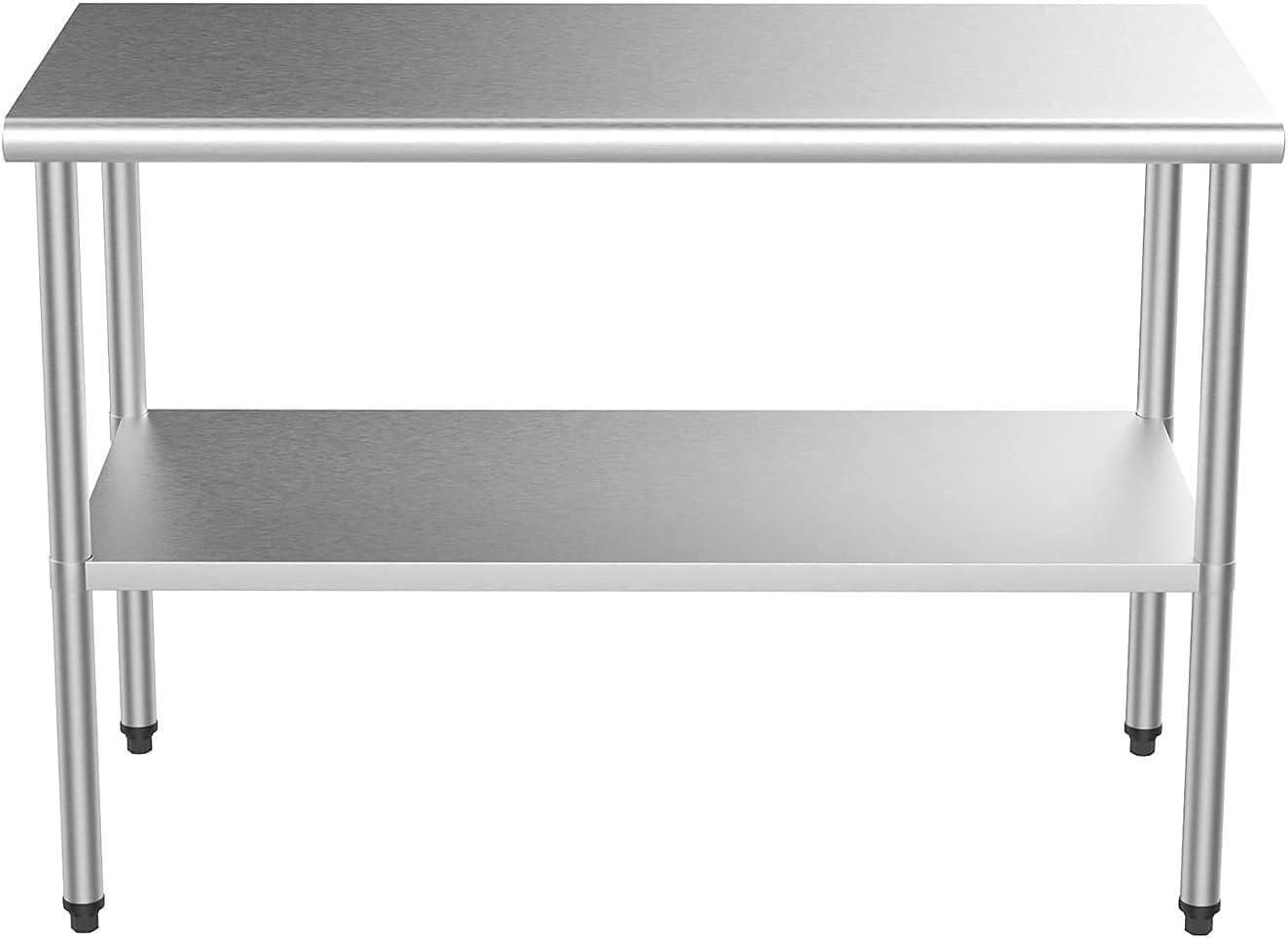 48» x 24» Stainless Steel Prep & Work Table with Adjustable UnderShelf Kitchen