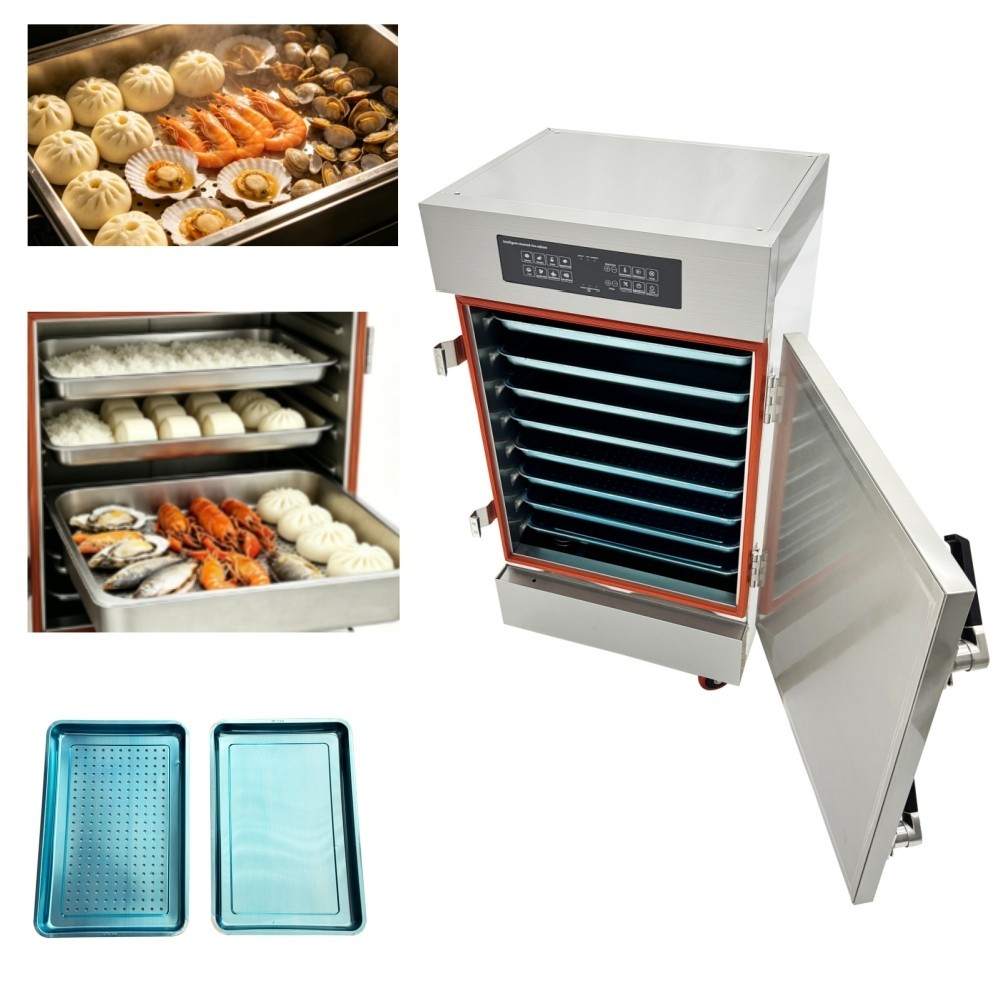220V 9KW Commercial Intelligent Electric Steaming Cabinet 8Trays Rice SteamerBox