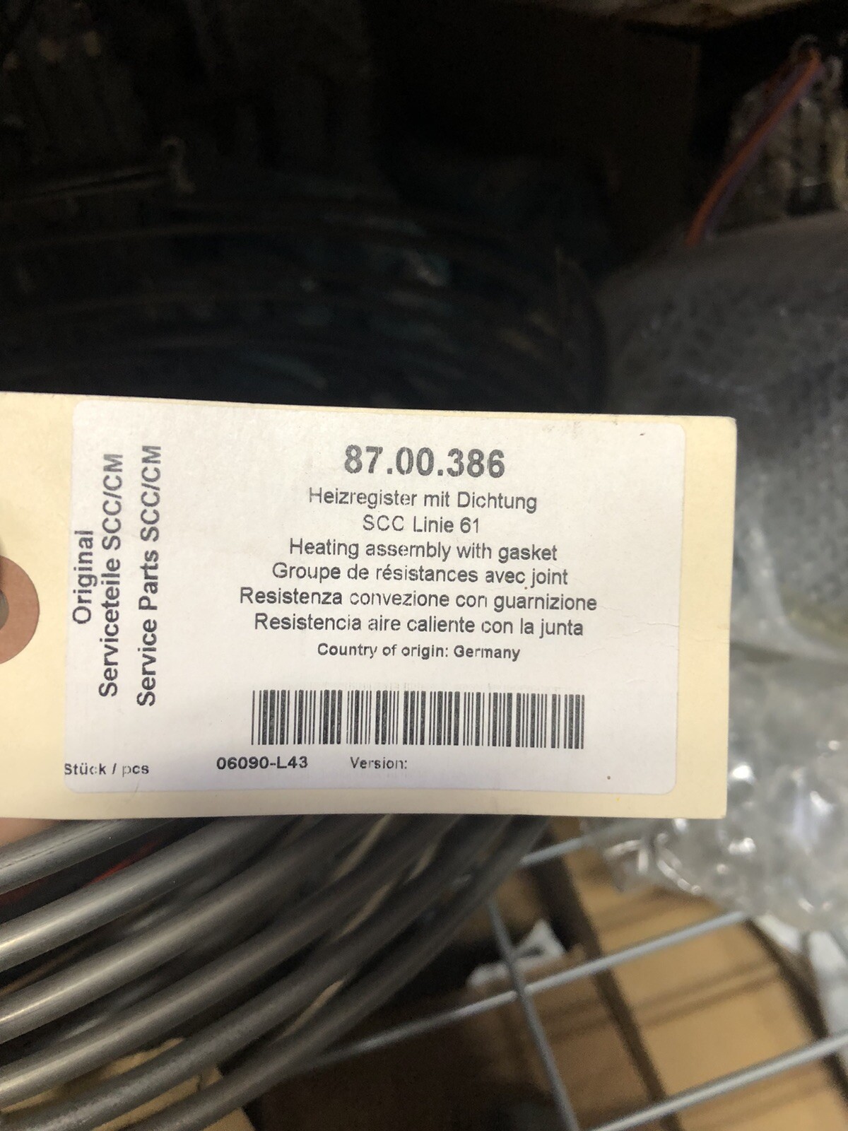 87.00.386 ELEMENT WITH GASKET 208V 9KW