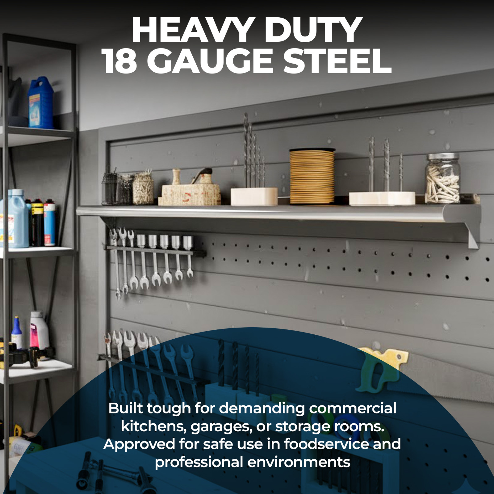Commercial Stainless Steel Metal Work Appliance Storage Equipment – Wall Shelf