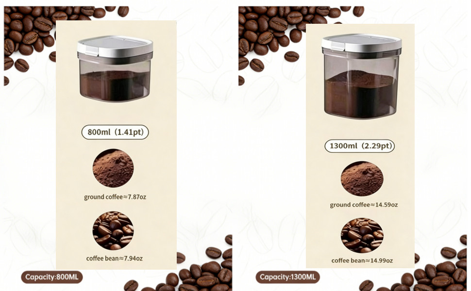 Airtight Coffee Stora Container with Magnetic Scoop, Coffee Beans and