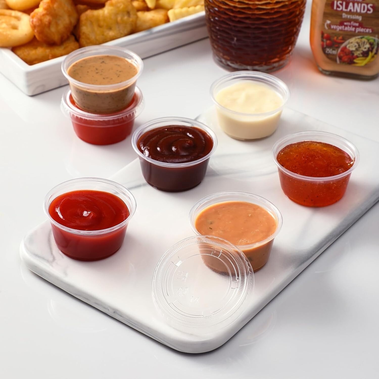 [2 Ounce, 500 Sets] Plastic Portion Cups with Lids Disposable Plastic Cups