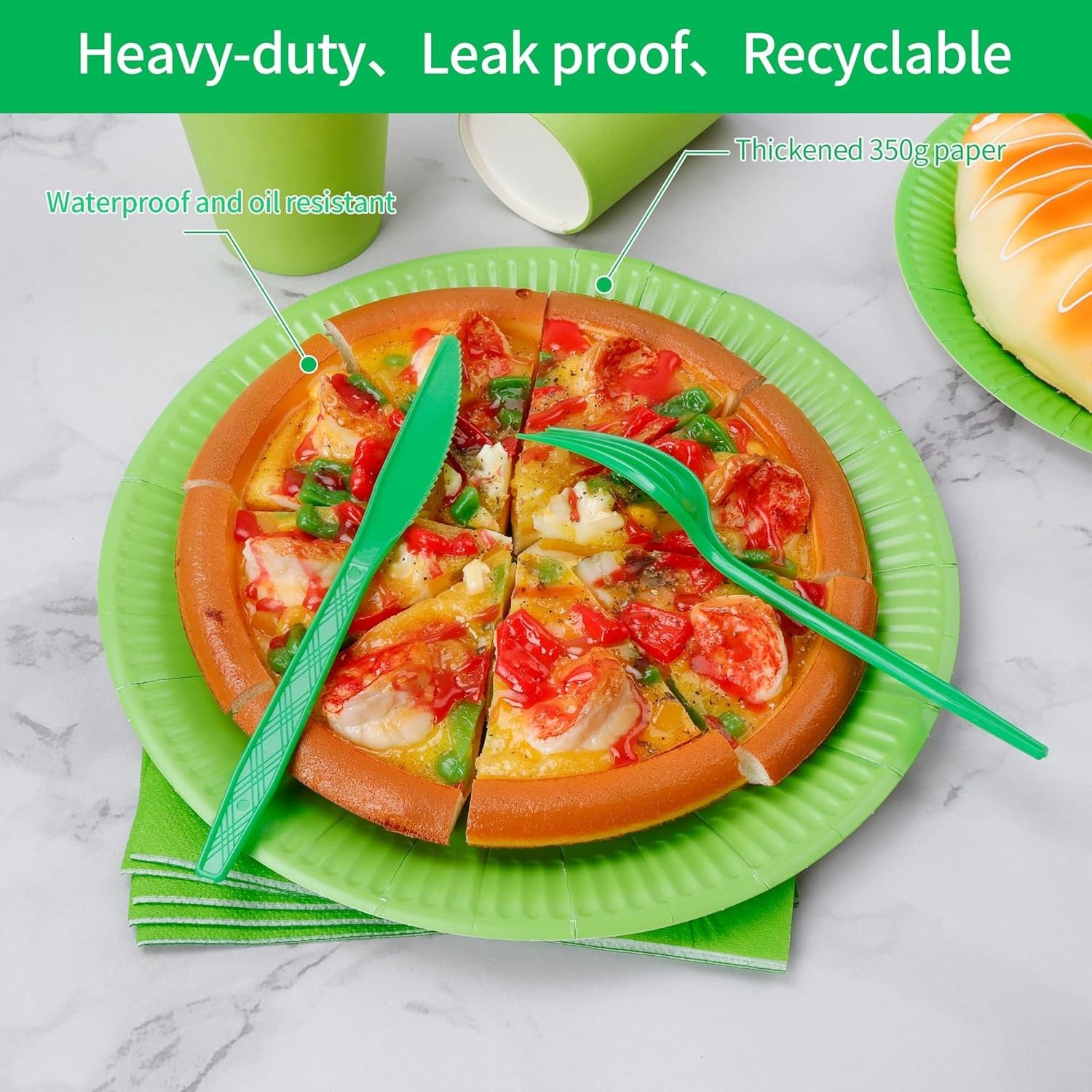 210pcs green Plates And Cups Party Supplies -Green Party Plates Plastic