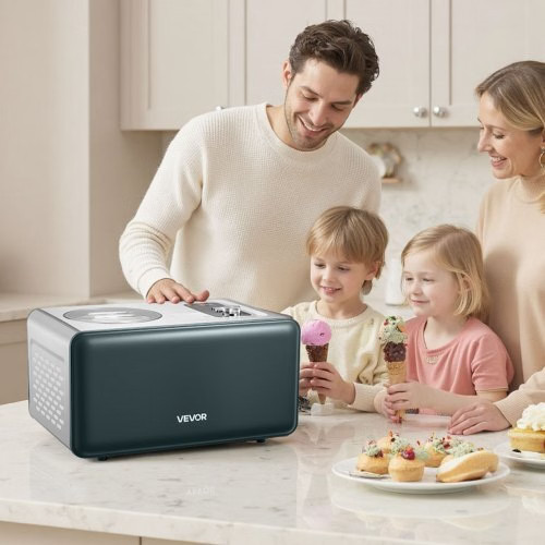 Automatic Ice Cream Maker with Built-in Compressor, 1.5 Quart No Pre-freezing Ge