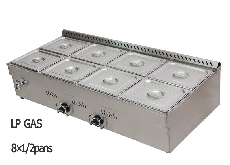 8-Pan LP GAS Food Warmer Propane Steam Table Steam Heater w/Regulator Valve