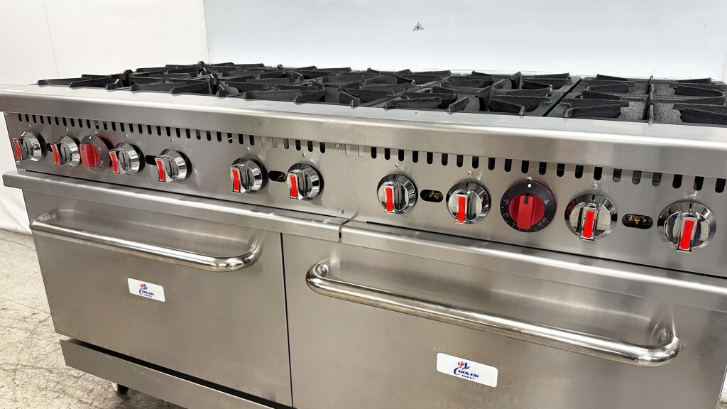 NEW 60″ Double Oven Range 10 Burner Grate Stove Top Commercial w/ Wheels NSF