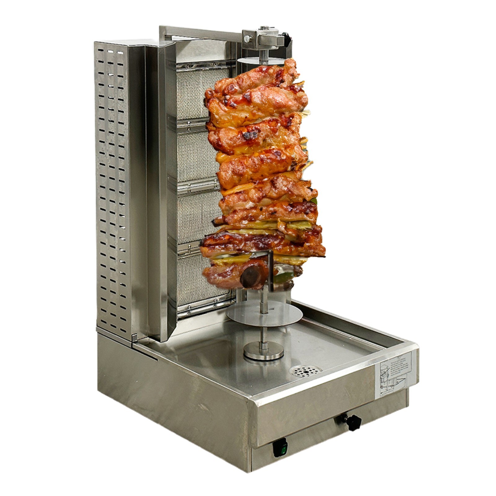 28″ H 4 Burner 100lb Commercial Doner Kebab Machine Shawarma Grill