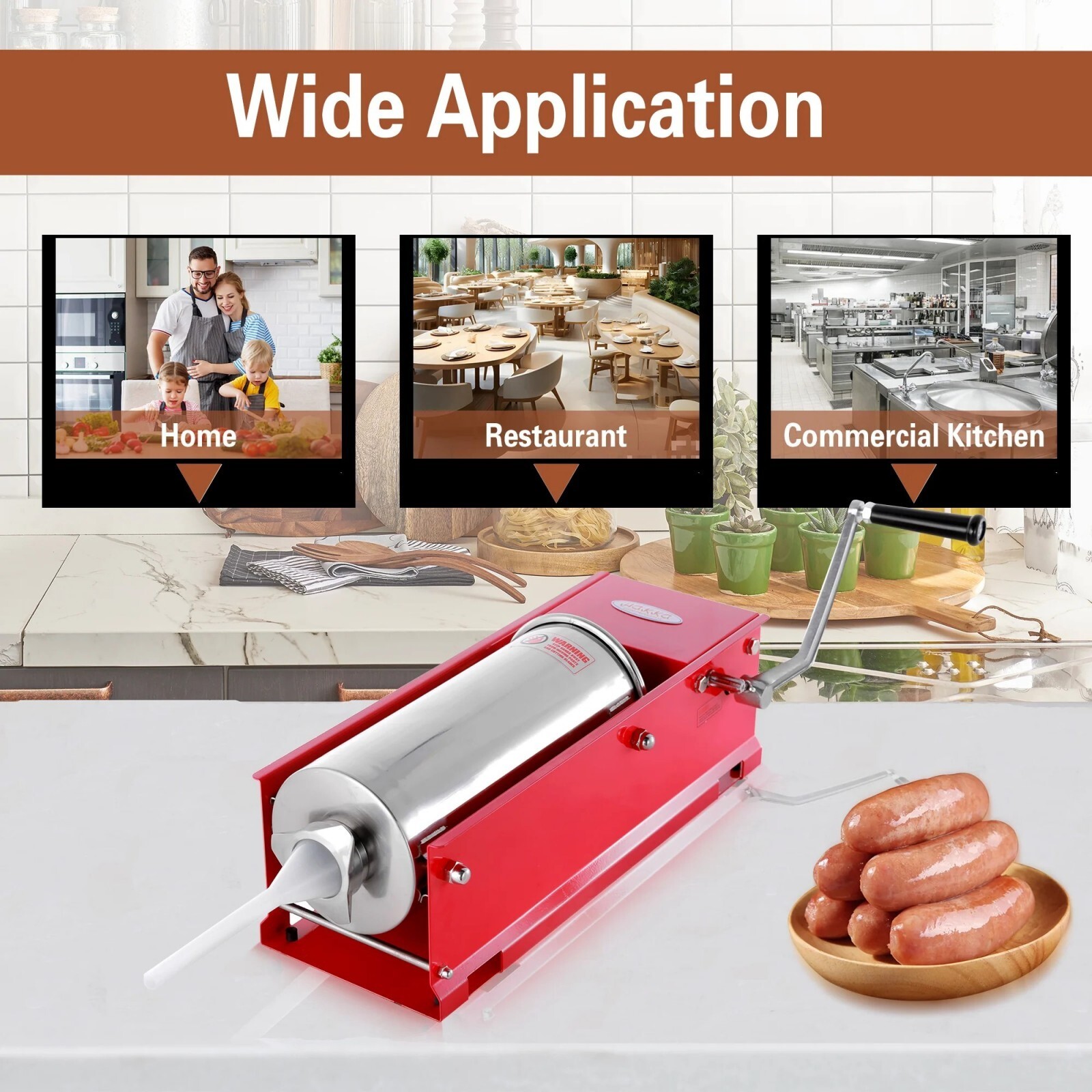 Hakka 3L Sausage Stuffer 2 Speed Horizontal 7lb Meat Press Maker Filling Machine