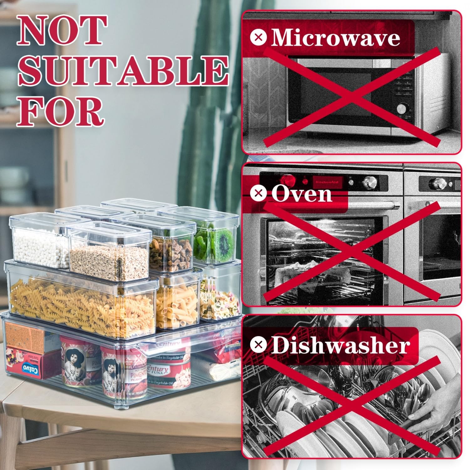 Pomeat 10 Pack Fridge Organizer Stackable Refrigerator Organizer Bins Lids