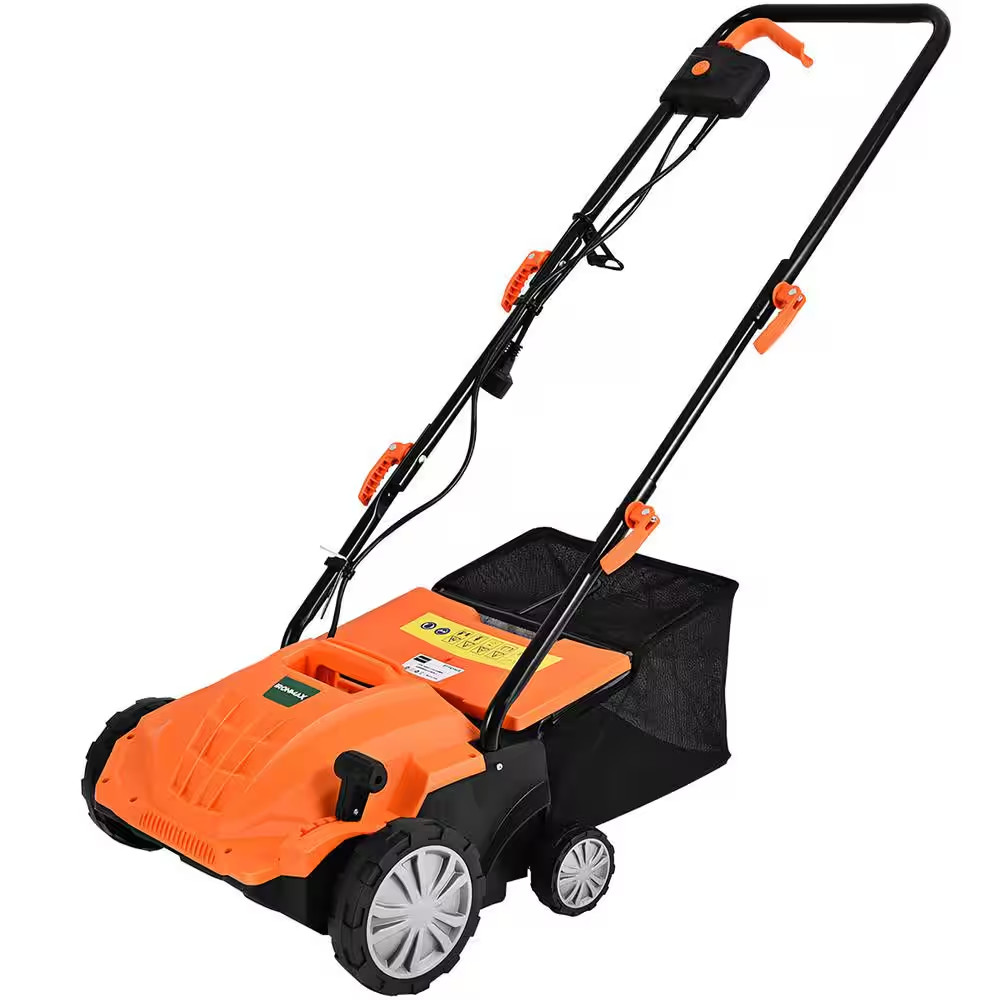13 In. 12 Amp Corded Scarifier Electric Lawn Dethatcher W/40L Collection Bag Ora