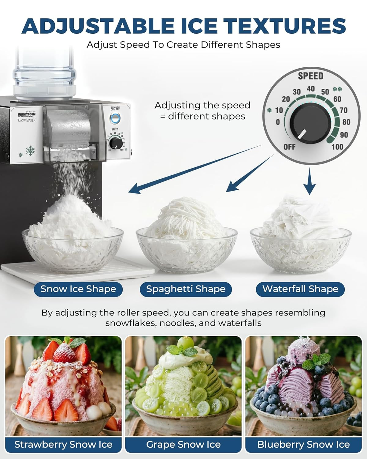 150LBS/24H Commercial Snowflake Ice Machine – Adjustable Texture, Fast Cooling
