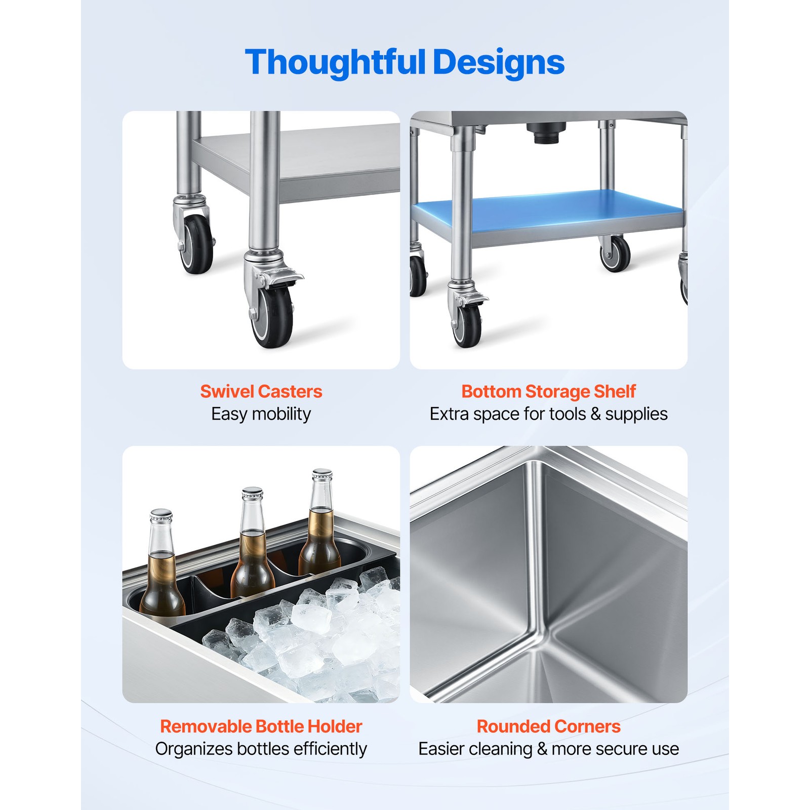 Uimoso 65.1Qt Commercial Ice Bin 24×19 in Underbar Ice Bin With Sliding Lid