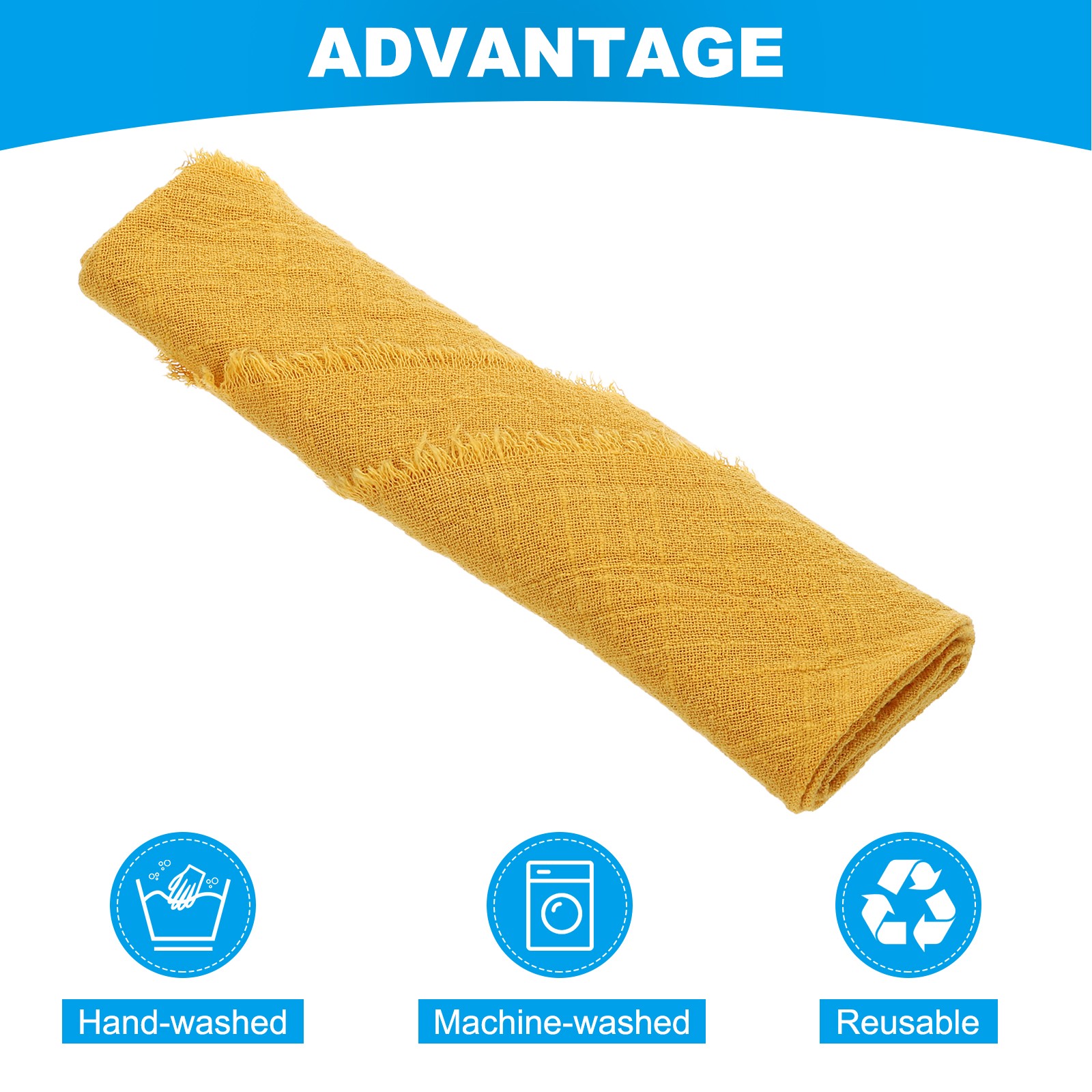 6pcs Cloth Napkins 16.5×16.5 Inches Cotton Linen Napkins with Fringe Yellow